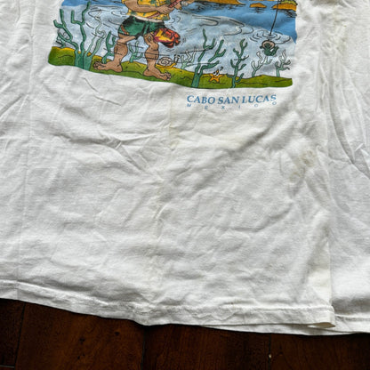 Happy Fisherman Funny Joke Humor Adult Vintage T Shirt Y2K Cabo San Lucas Suck