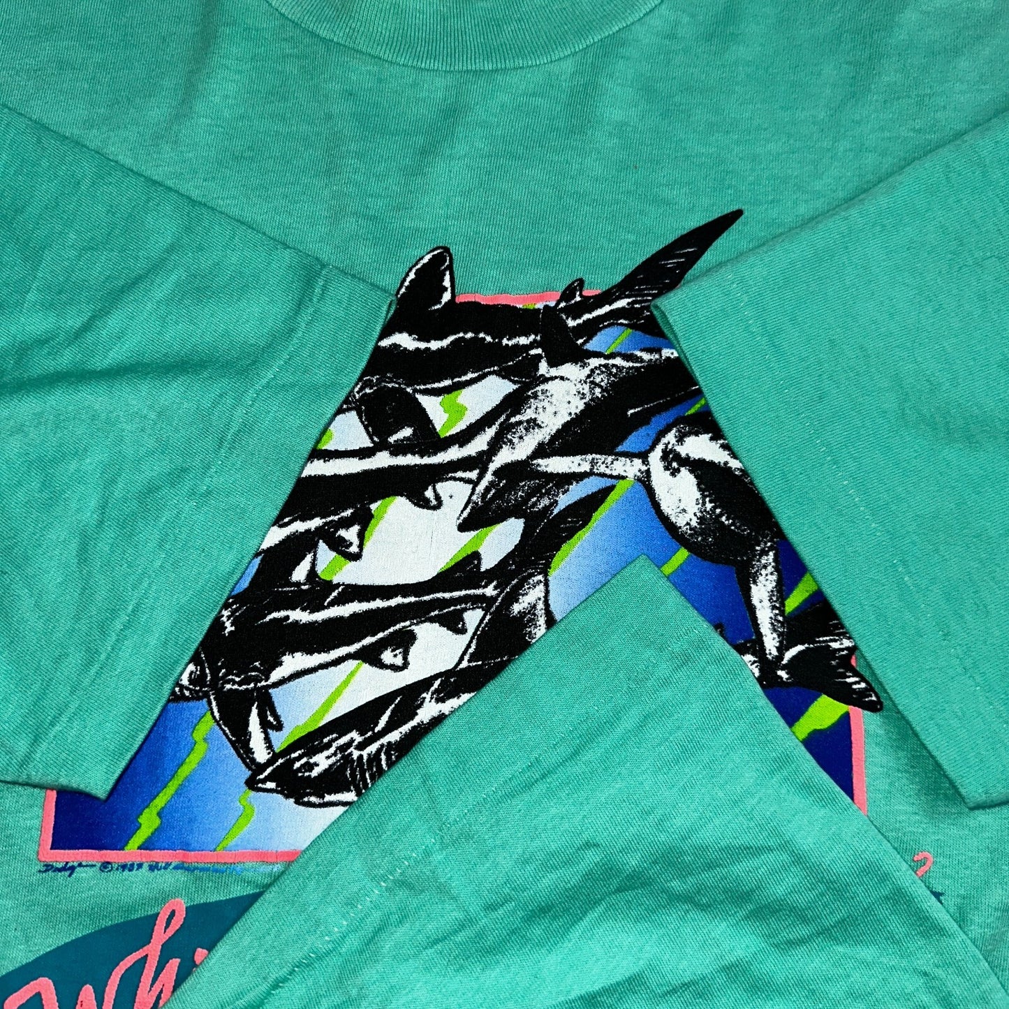 Sharks Great White 80s VTG T Shirt Single Stitch Which Way Beach Funny Art Graph