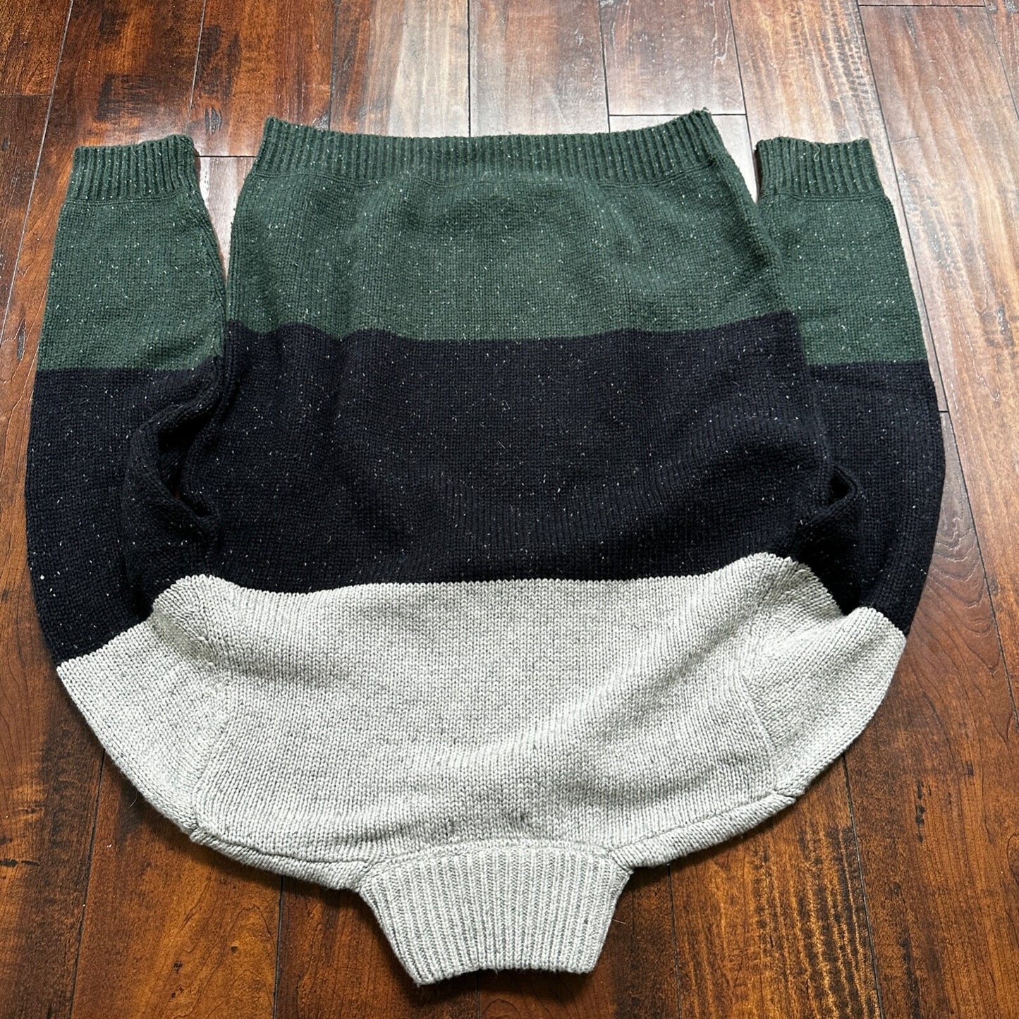 Nautica Men Wool 1/4 Zip Pullover Mock Neck Green Blue Grey Sweater M VTG