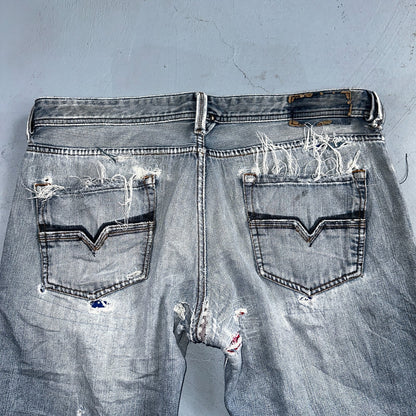 Diesel Larkee Bootcut Stretch Jeans Mens 36x30 Blue Straight 008M2 Whisker Italy