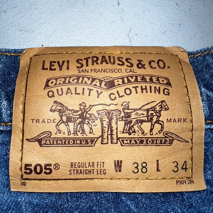 Levis 505 Vintage 90s USA Orange Tab Jeans 38x34 Blue Med Wash 501 Act 36x34