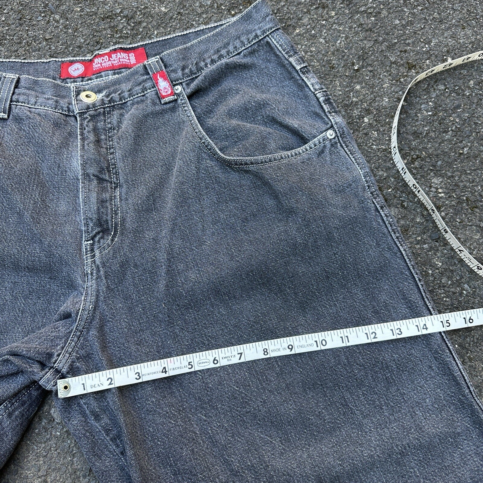 VTG JNCO Jeans Men's 38x32 Y2K Skater Wide Leg Flaming Snakes Skate Emo Grunge