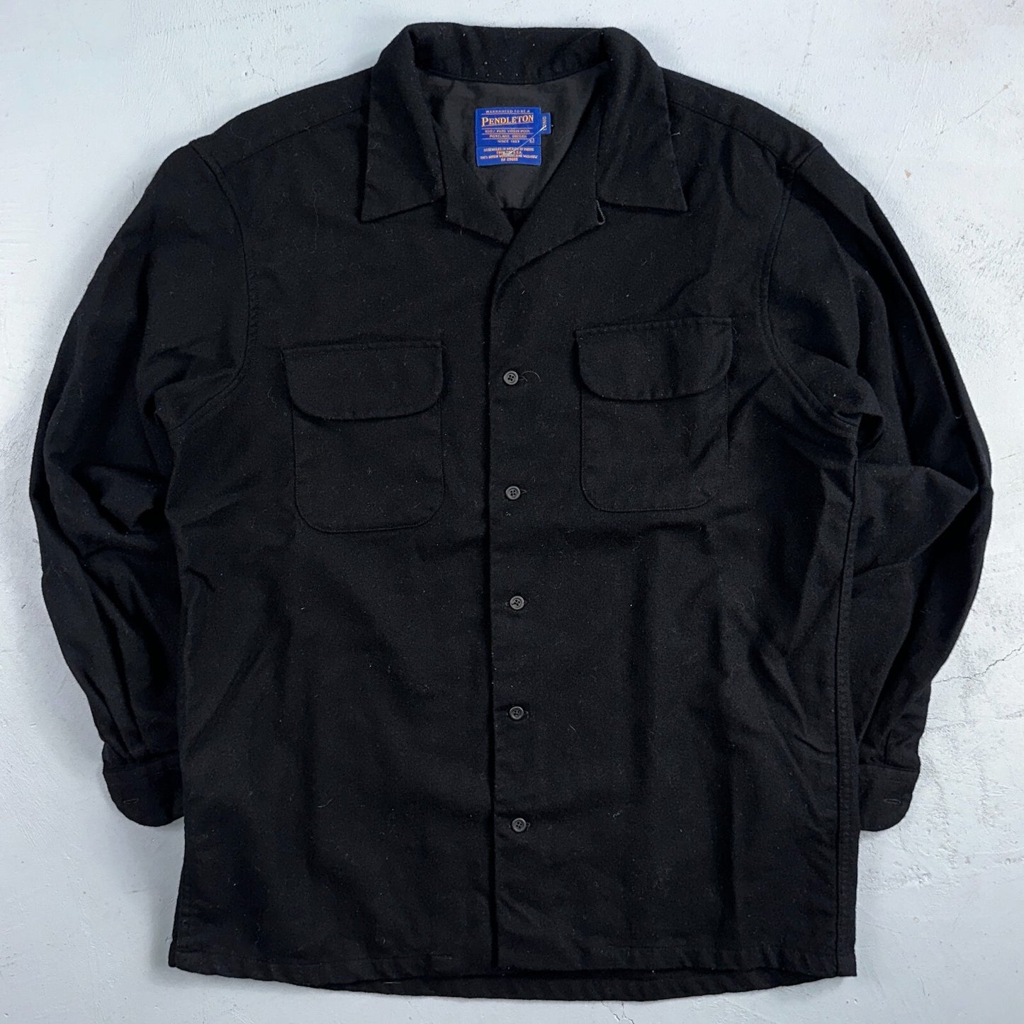Pendleton Original Board Shirt BLACK 100% Wool Button Down Men’s Size L Long VTG