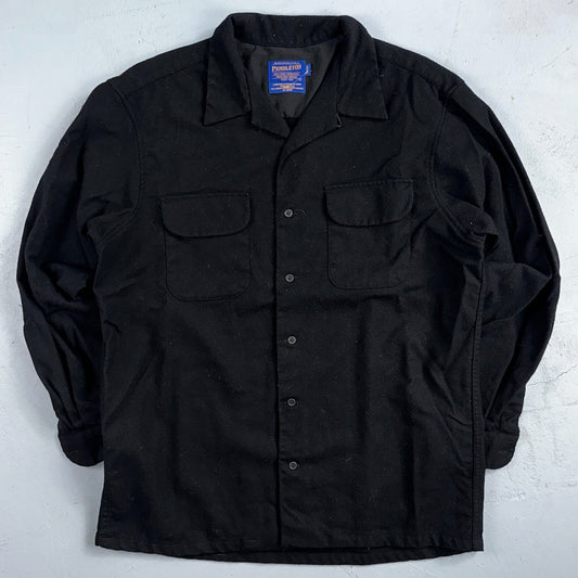 Pendleton Original Board Shirt BLACK 100% Wool Button Down Men’s Size L Long VTG