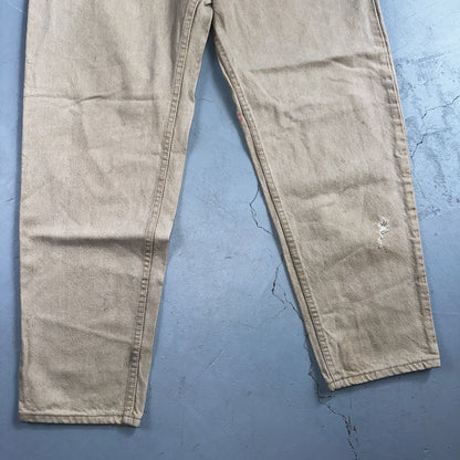 Levis 550 Vintage 90s USA Orange Tab Relaxed Tapered Leg Beige Tan Jeans 38x30