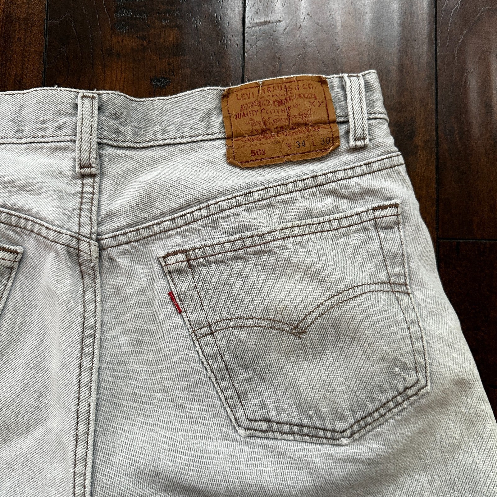 VTG USA Levis 501 Button Fly 90s Tag Jeans 80s 34x30 Act 31x28 Grey Faded White