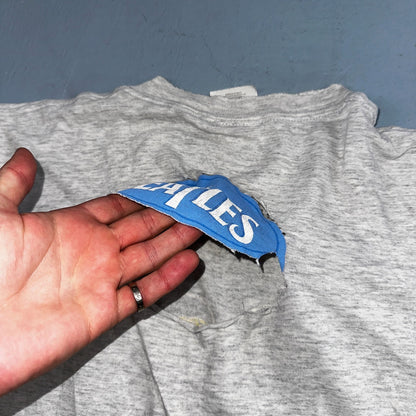 Beatles Rock Band 1997 VTG T Shirt 90s Gray Thrashed Music Grunge 1960s