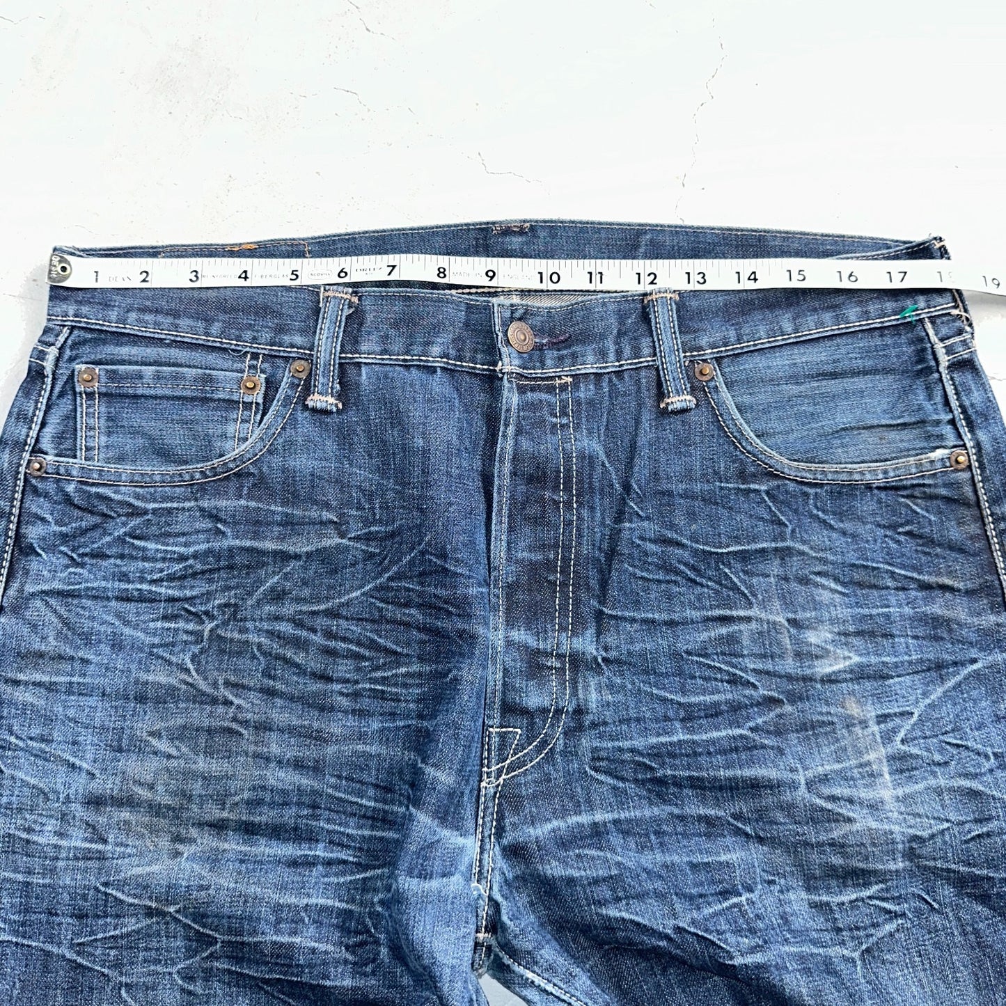 Levis 501 Y2K XX Straight Leg Jeans Blue VTG Whiskers Wash 36x32 Act 36x30