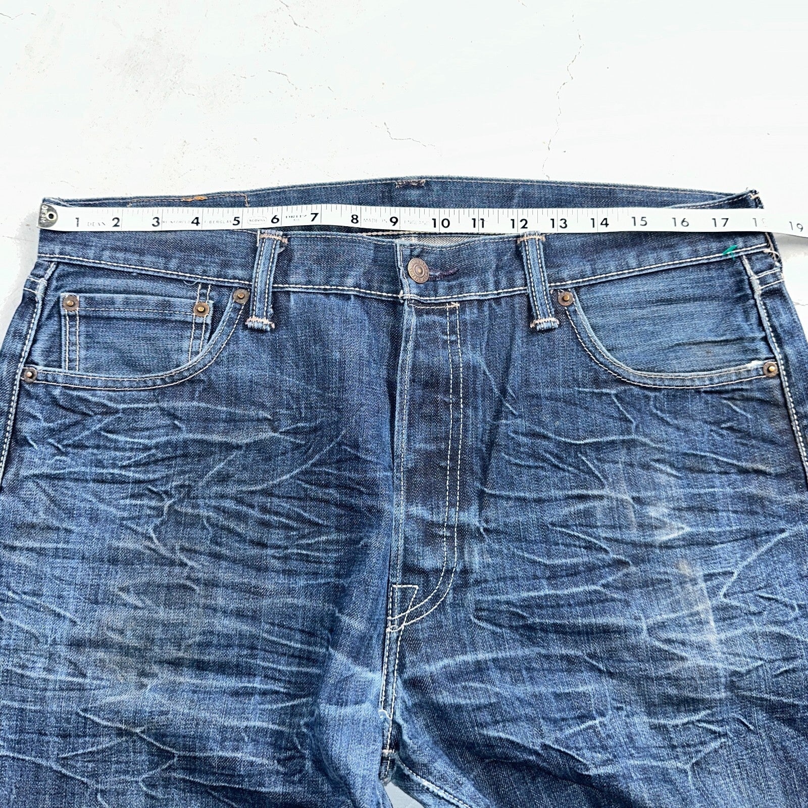 Levis 501 Y2K XX Straight Leg Jeans Blue VTG Whiskers Wash 36x32 Act 36x30