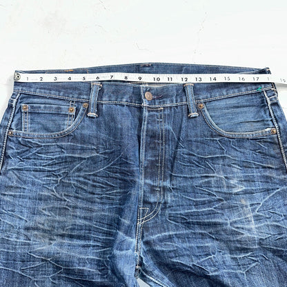 Levis 501 Y2K XX Straight Leg Jeans Blue VTG Whiskers Wash 36x32 Act 36x30