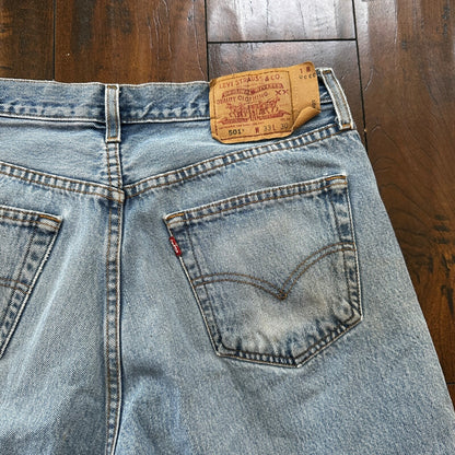 Levis 501 Vintage 90s Straight Leg XX Columbia Jeans 33x30 Light Wash Act 30x29