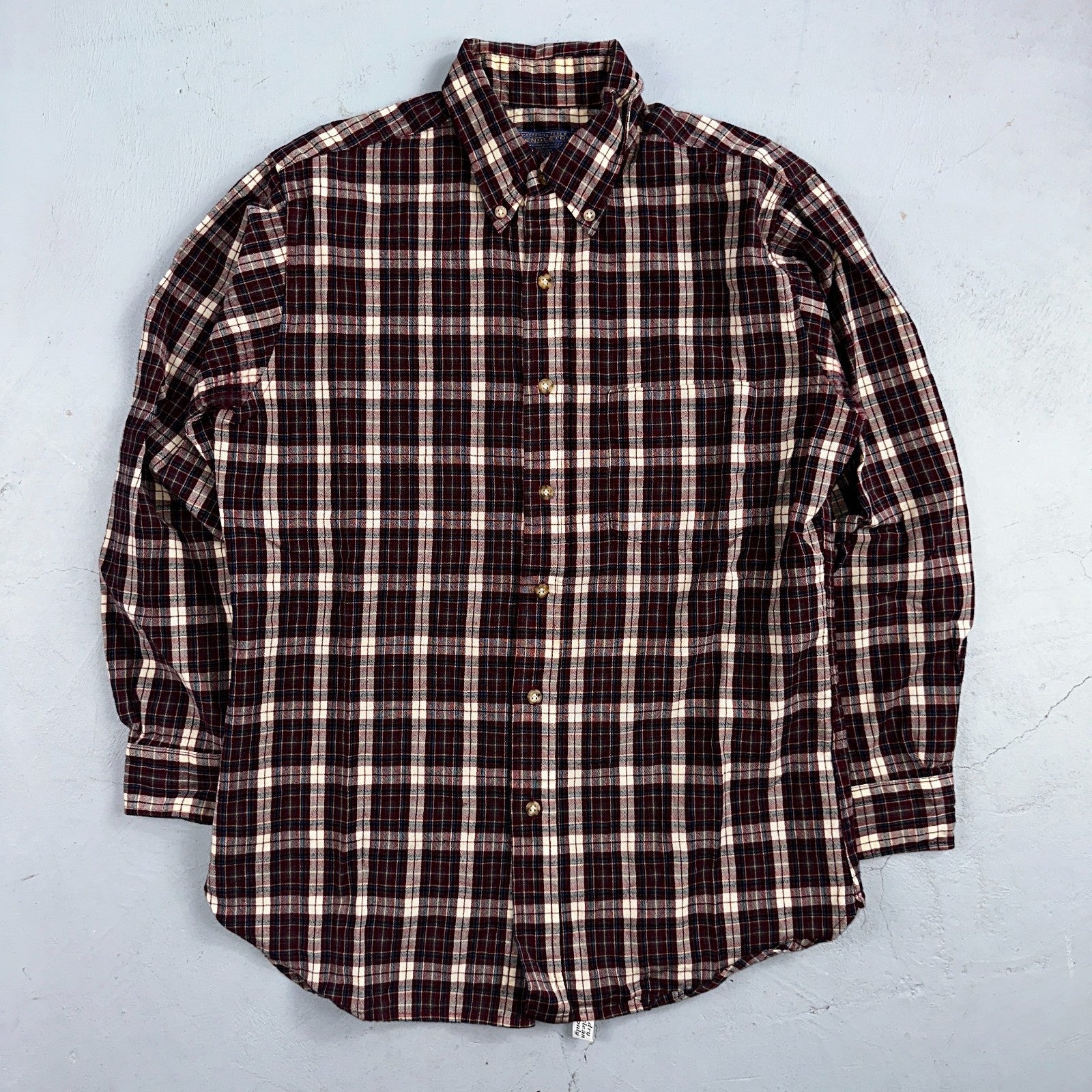 Vintage Pendleton Shirt Mens M Wool Plaid Flannel USA Button 1970s 70s Red