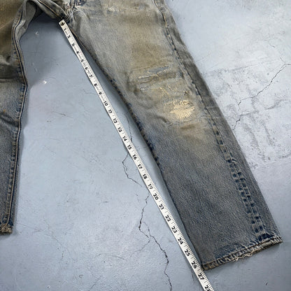 Levis 501 Vintage 80s Redline Selvedge USA XX Jeans Light Wash Thrashed Ac 29x26