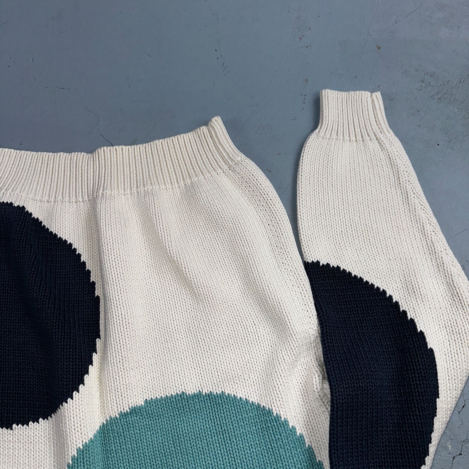 Perry Ellis VTG Atomic Pullover Sweater Womens M Multicolor Abstract Ski Cotton