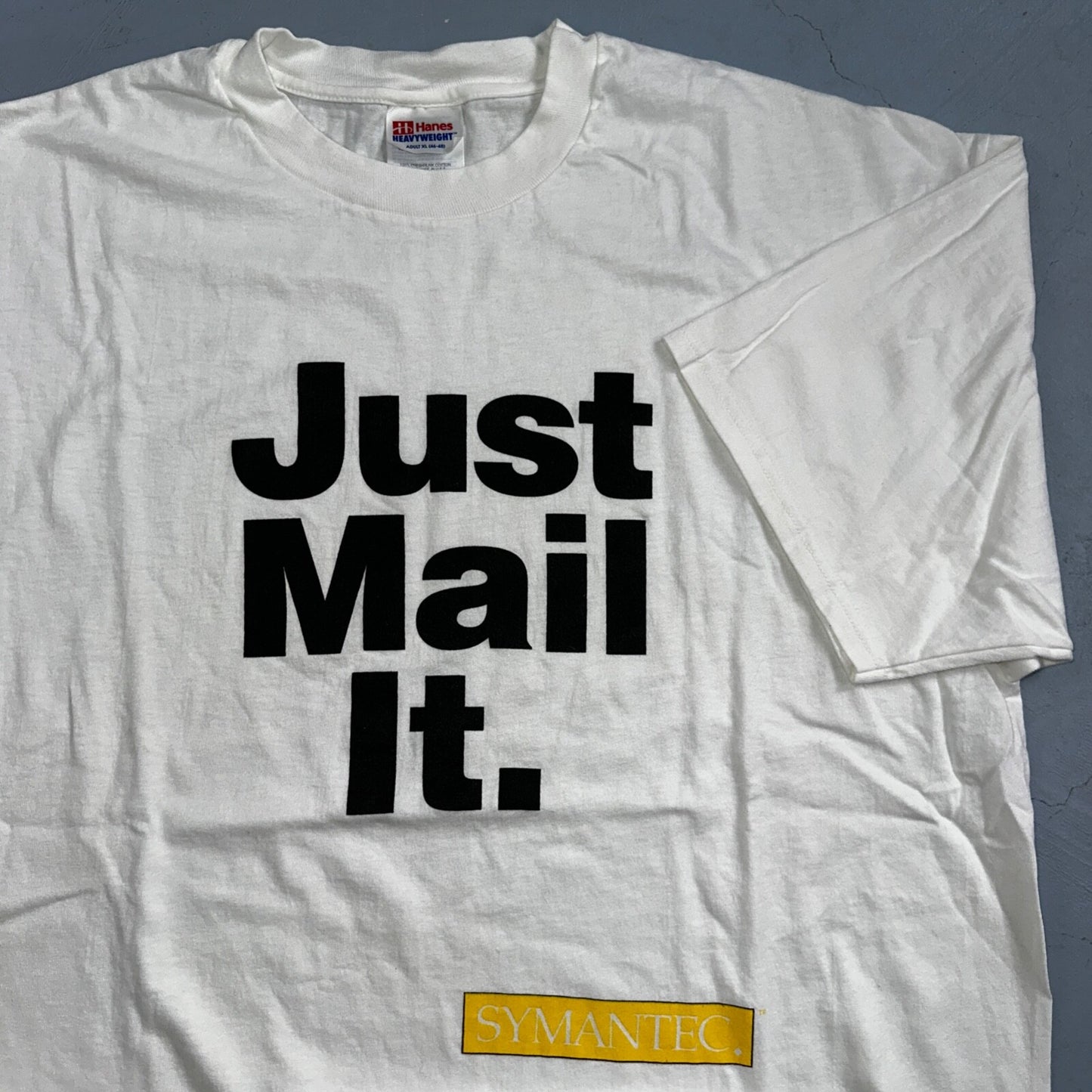 Nike Just Mail It Funny VTG T Shirt Symantec Humor Postal Office Joke Fun
