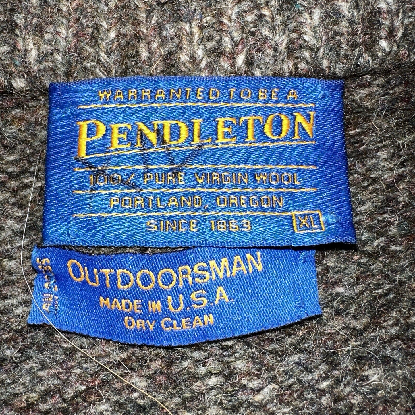 Pendelton Sweater XL Gray USA 100% Wool Pull-Over Quarter Zip