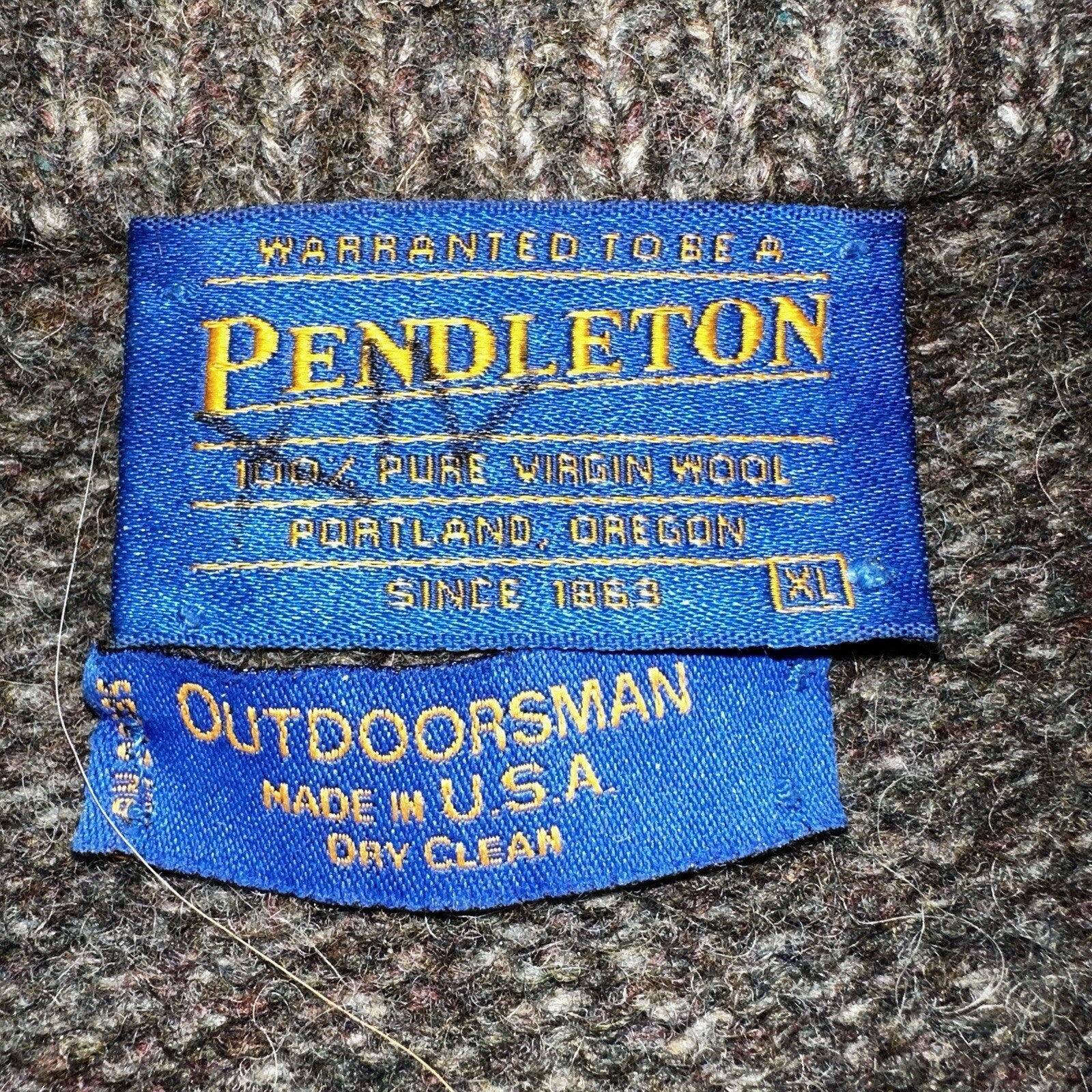 Pendelton Sweater XL Gray USA 100% Wool Pull-Over Quarter Zip