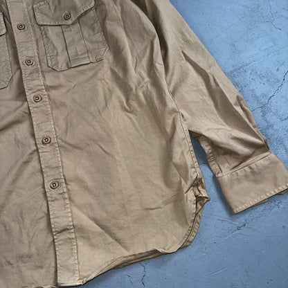 J Peterman Shirt Mens M Khaki Officer & Gentleman Field Shirt Safari Outdoor VTG