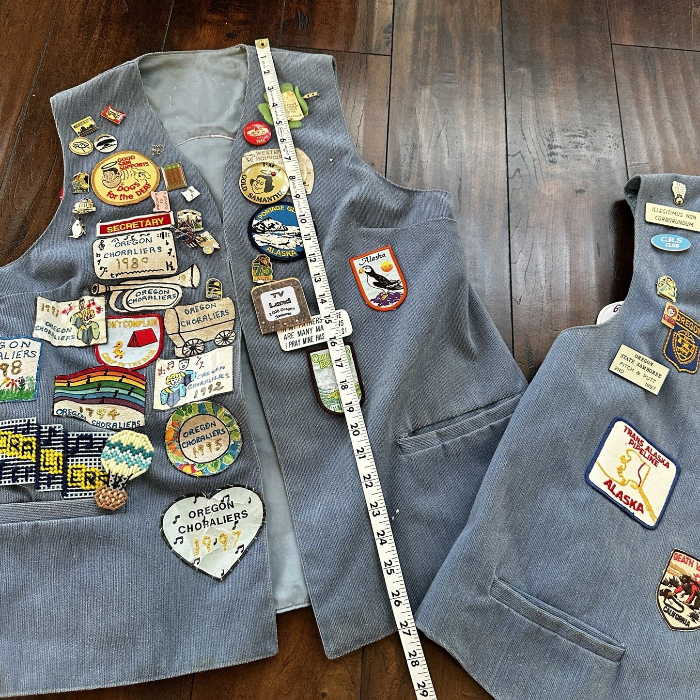 Vintage Rockabilly Patchwork Vest Lot Pins 2 Patches Rare Oregon McMinnville PDX