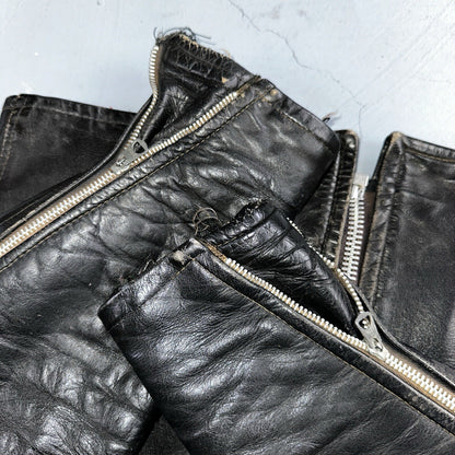Vintage 50s 60s Black Leather Motorcycle Jacket Cafe Racer Biker 38 1950s 1960s