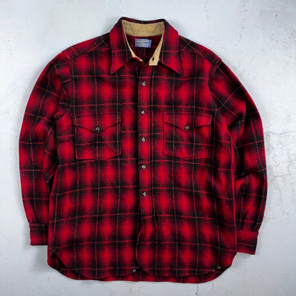 Pendleton 1930s VTG Wool Shirt Jacket Long Sleeve Flannel Buffalo Plaid 30s 40s