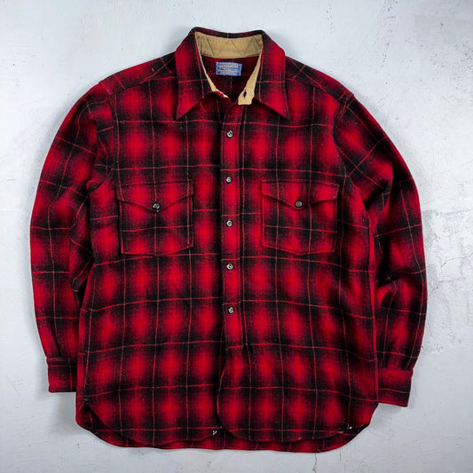 Pendleton 1930s VTG Wool Shirt Jacket Long Sleeve Flannel Buffalo Plaid 30s 40s