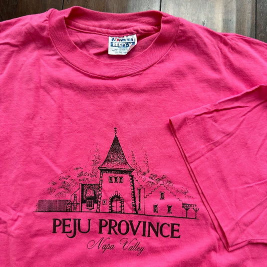 Napa Valley California Vintage T Shirt Peju Province Hanes Beefy XL Pink Castle