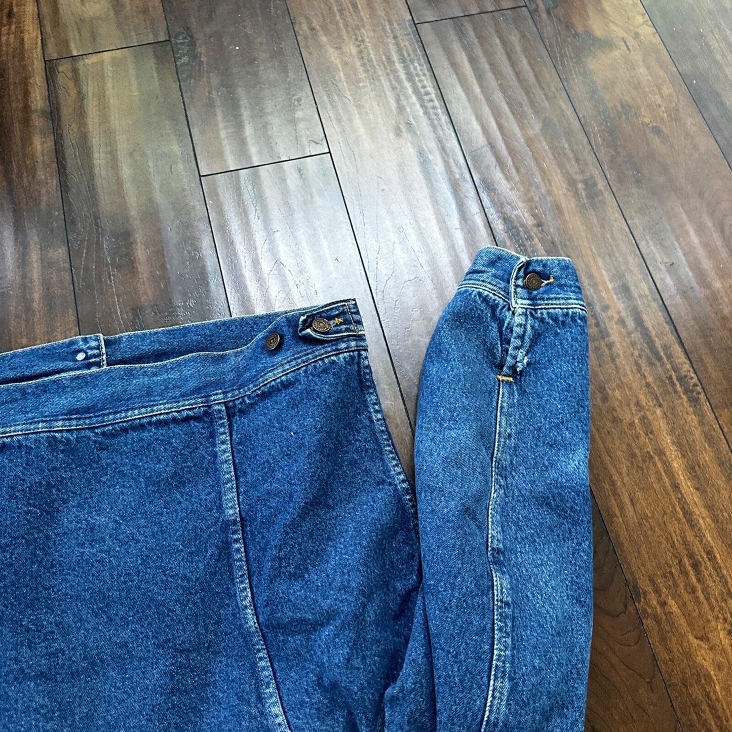 VTG Lee Storm Rider Blue Denim Blanket Lined Jacket Sz L Regular Wool USA MADE