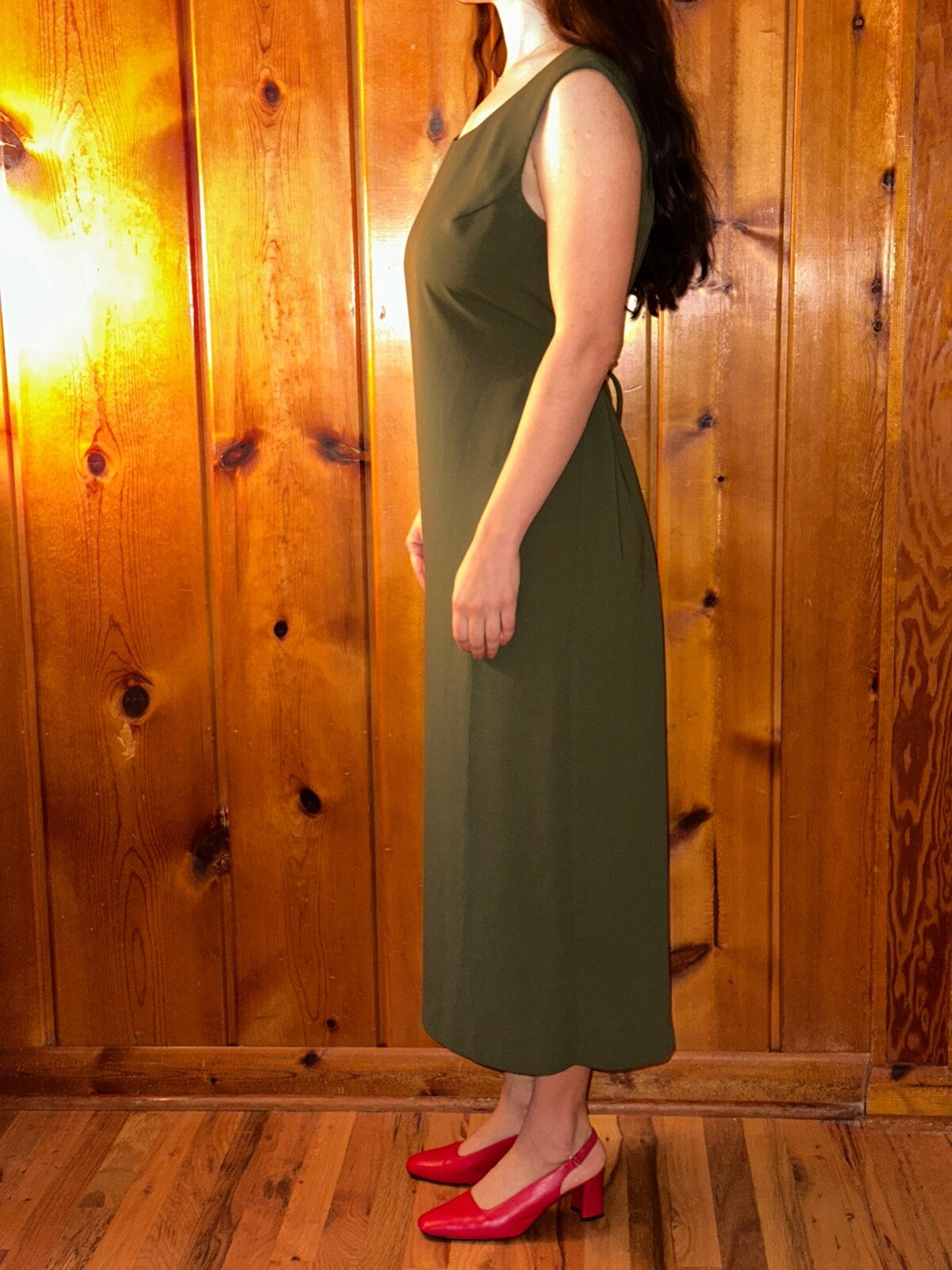 R&M Richards Karen Kwong Womens Maxi Dress Size 14 Green Simple Sleeveless VTG