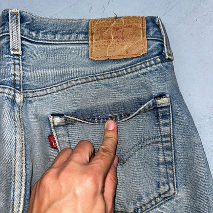 Levis 501 Vintage 80s Redline Selvedge USA XX Jeans Light Wash Worn Act 30x30