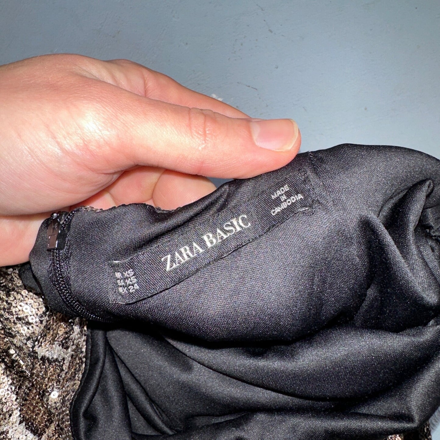 Zara Woman Metallic Gold Snake Print Sequined Ruched Mini Skirt Sz XS Short