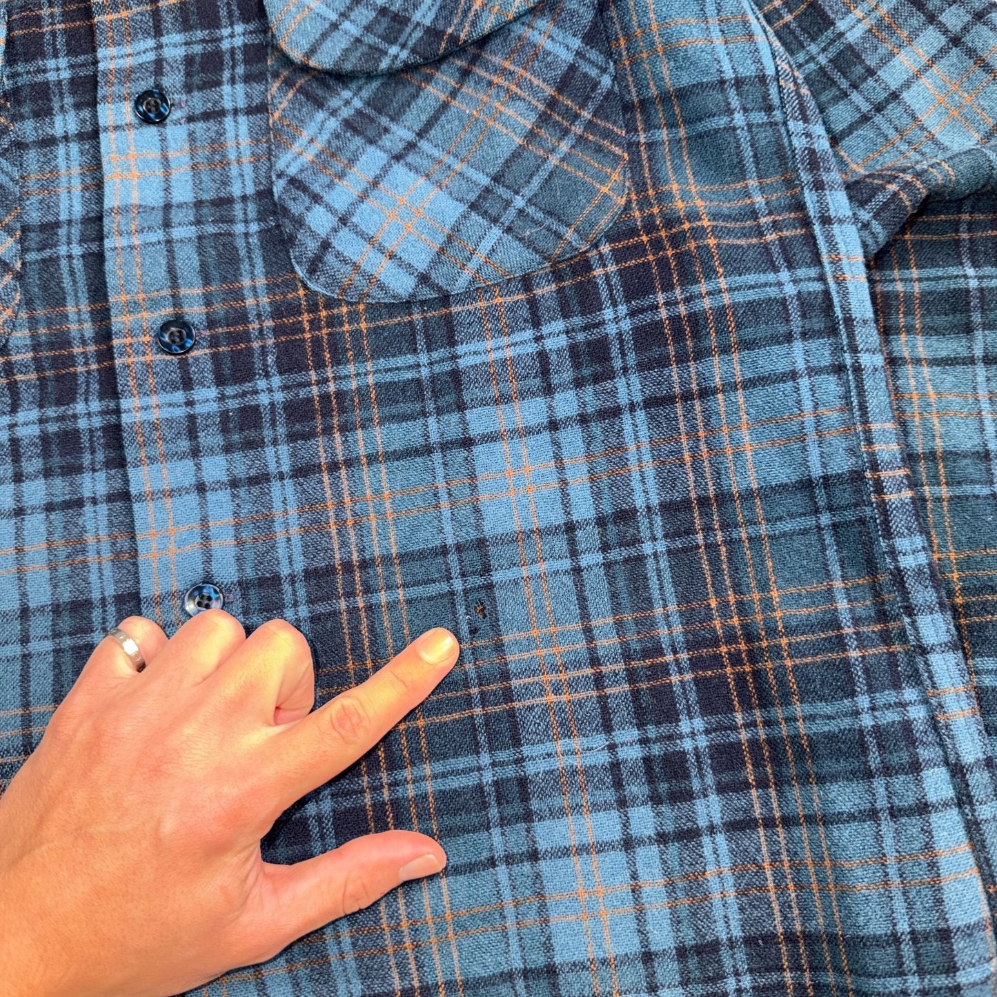 Pendleton Board Shirt Mens S 1960s Plaid Wool Long Sleeve VTG USA Loop Collar