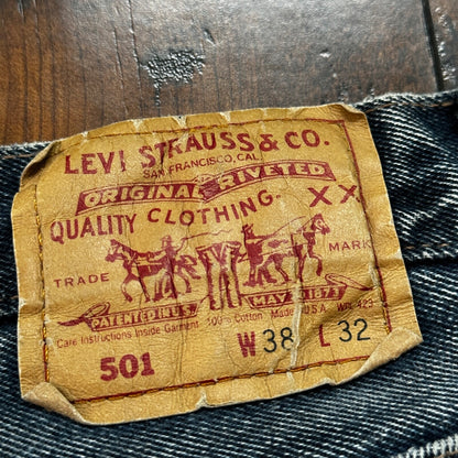 VTG 90s Levis 501 Button Fly 38x32 USA Tag Jeans Straight Wash Blue XX Act 34x30