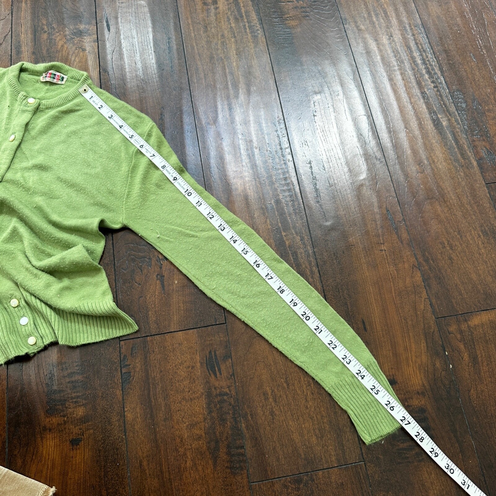 Vintage USA Rockabilly Womens Cardigan 60s 70s Top Green Thrashed Kurt Cobain