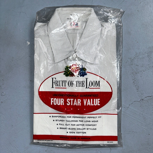 VTG Fruit of the Loom Sanforized Button Up Shirt Mens 1950s 14 NOS Rockabilly