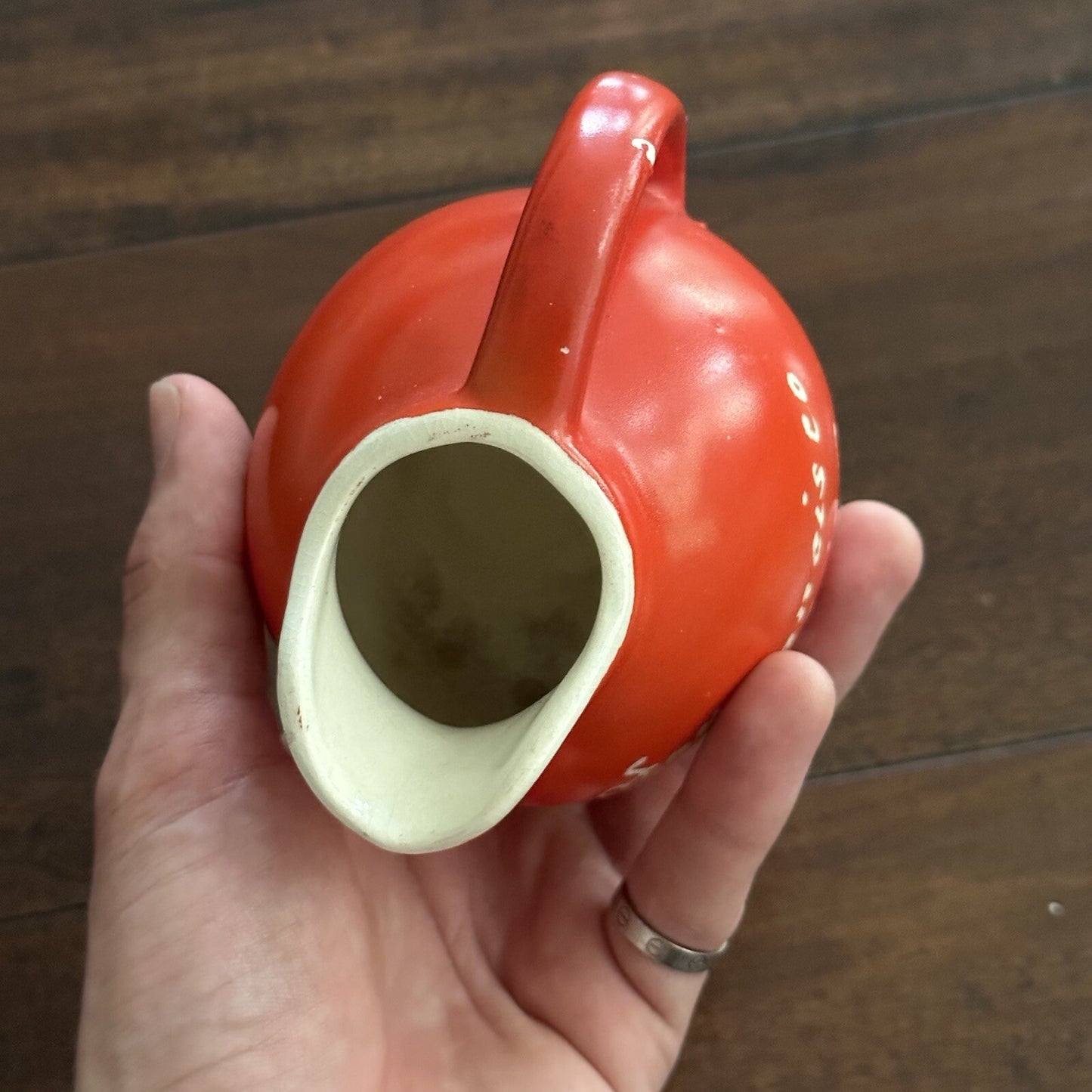 1939 San Francisco WORLD’S FAIR PITCHER Small Tilt  BALL PITCHER Orange 40s 30s