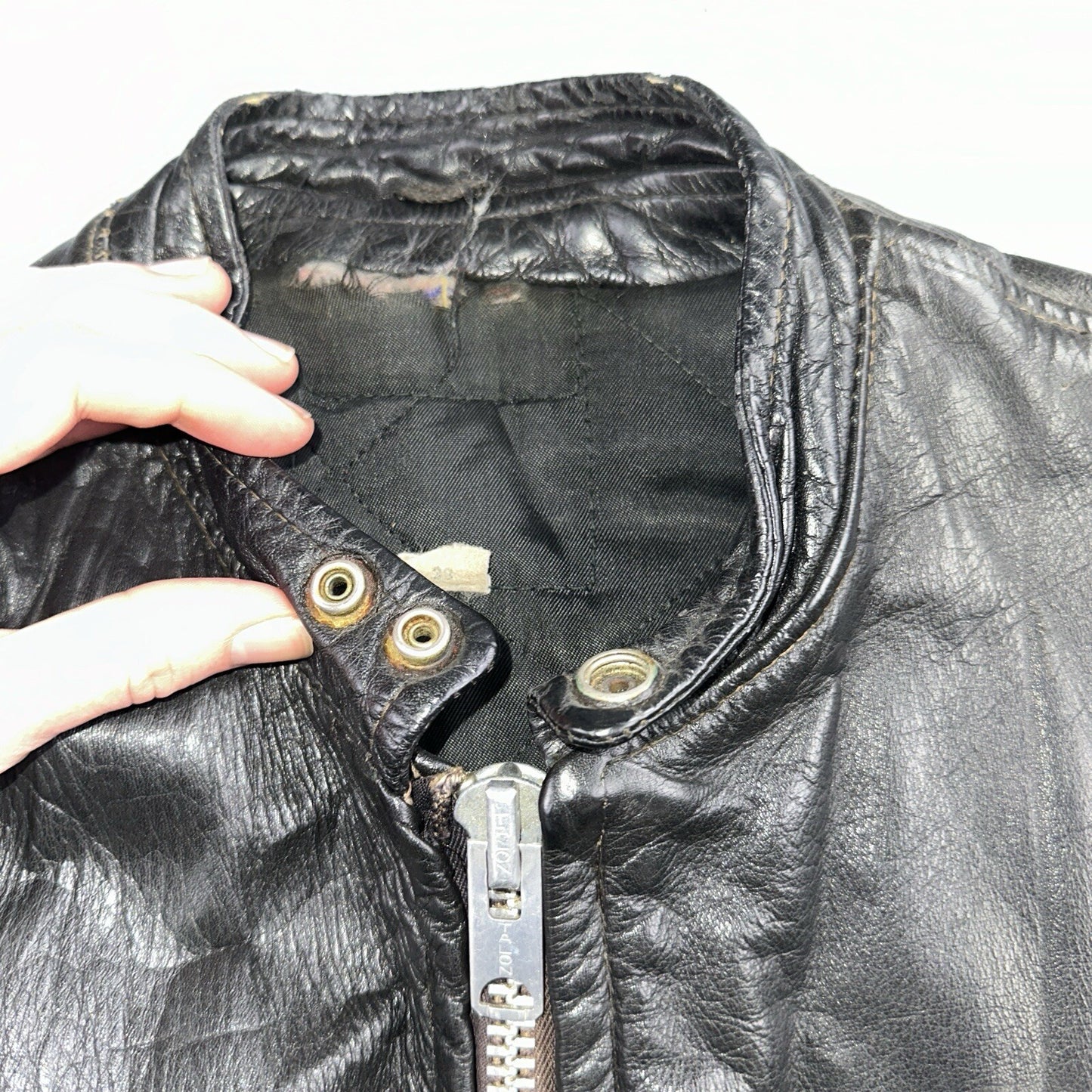 Vintage 50s 60s Black Leather Motorcycle Jacket Cafe Racer Biker 38 1950s 1960s