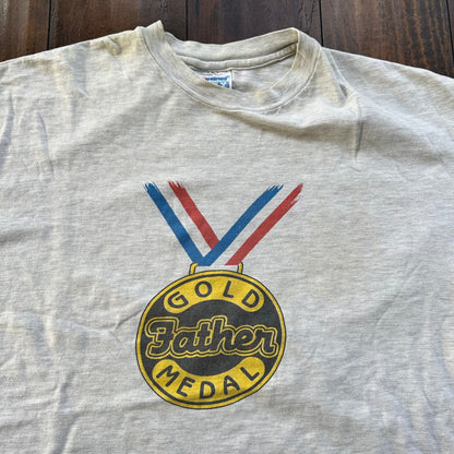 Father Best Dad Gold Medal Vintage T Shirt Funny Adult Love Parents Daddy Beefy