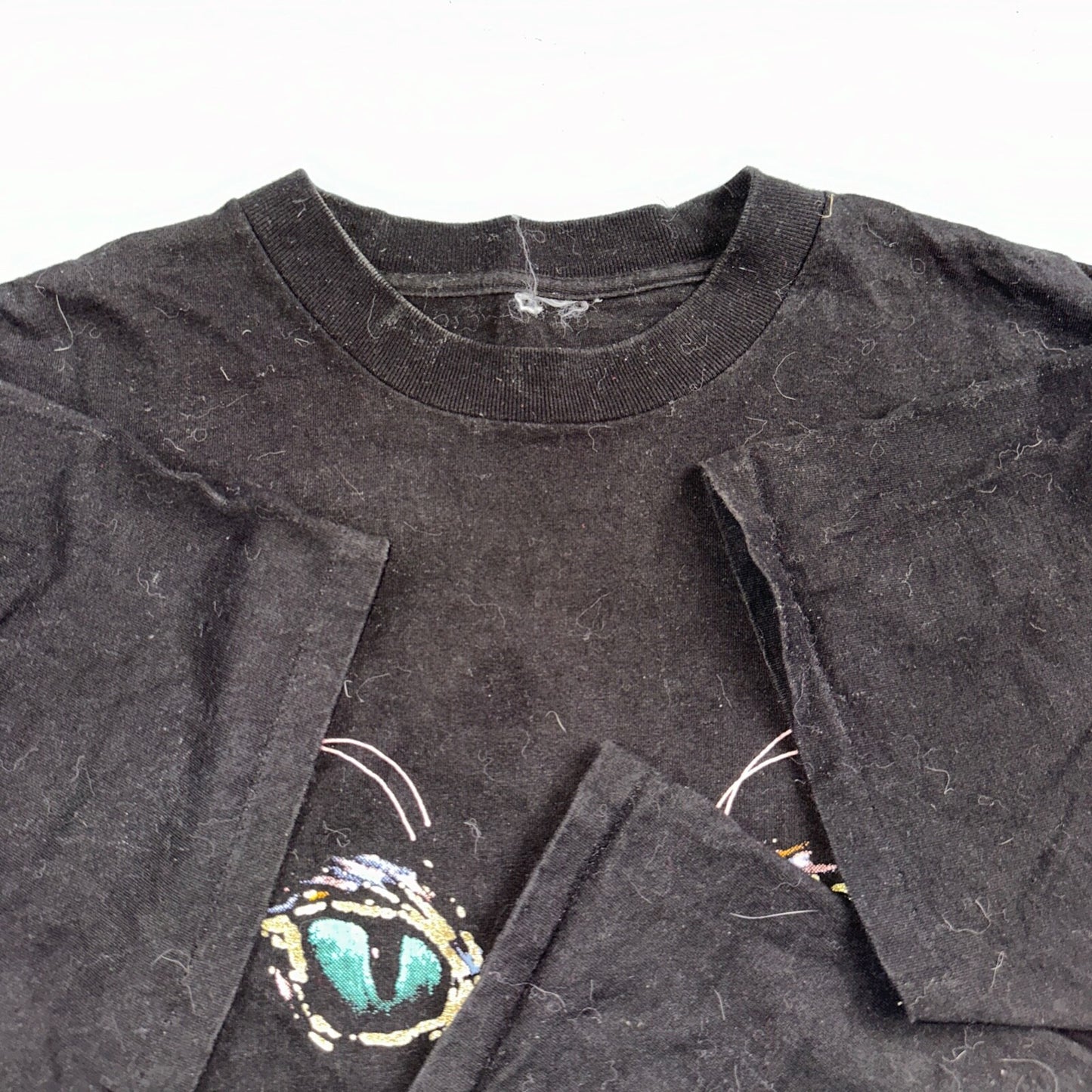 Vintage Airwaves T Shirt XL Black Cat Painted Artsy Screen Stars 1990 Rare Rap