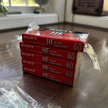 SONY HF 60 90 Minute Blank Audio Cassette Tapes NEW Lot Of 5 Normal Bias