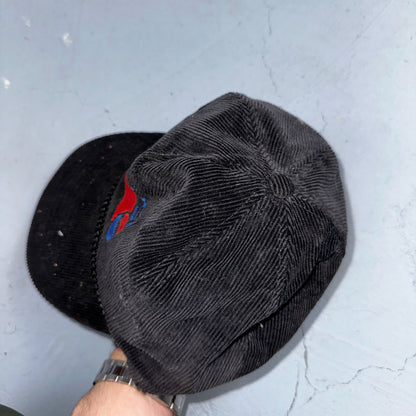 Pepsi VTG Black Corduroy Trucker Hat Cap Snapback Otto 80s 90s Rare Soda