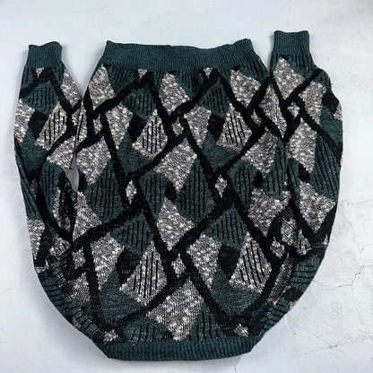 Vintage Le Tigre Mens Sweater M Blue Geometric Cardigan Grandpa 90s Cozy Aztec