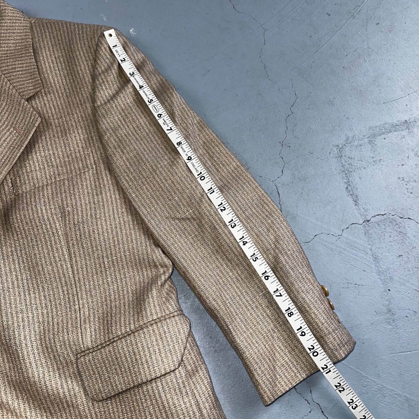 VTG Mens Suit 40S Jacket Sport Coat Rockabilly 80s 90s Wool Stripe Brown Short