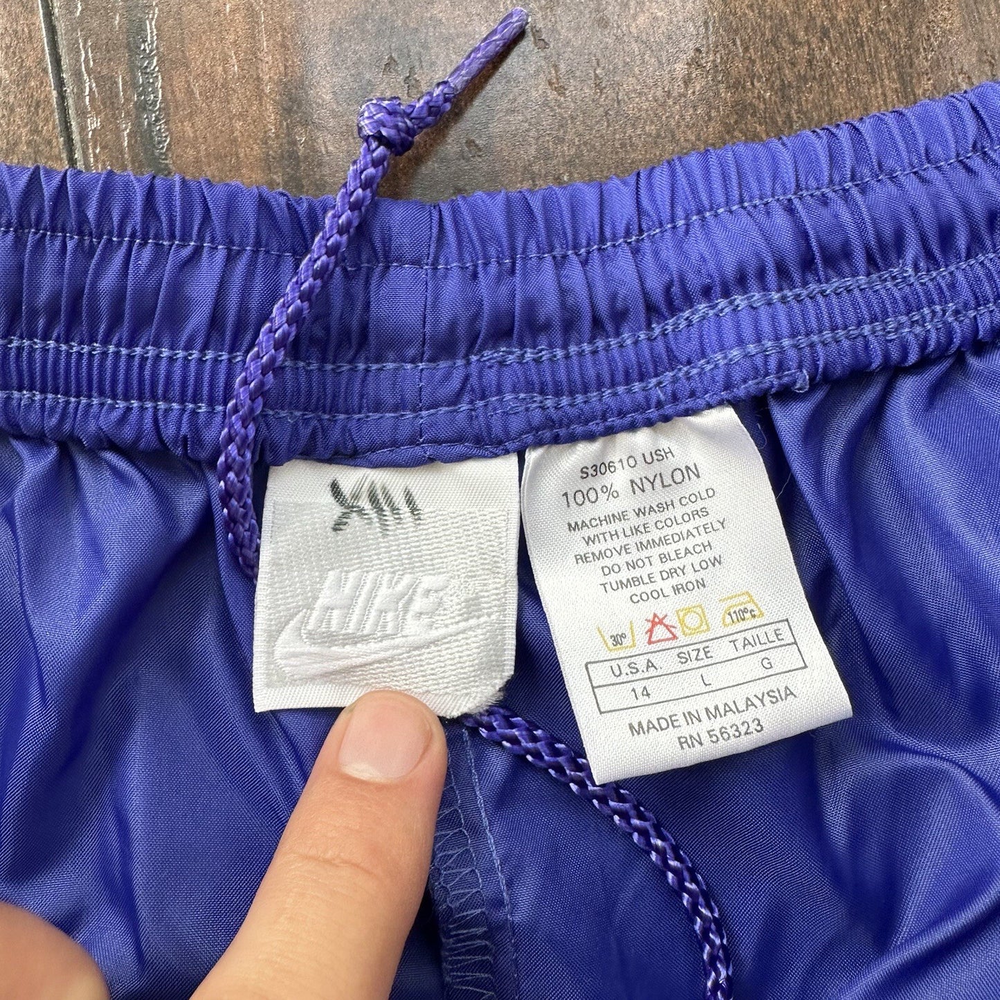 Nike Vintage 90s Gray Tag Windpants Track Pants Ankle Zip Unlined Purple L Women