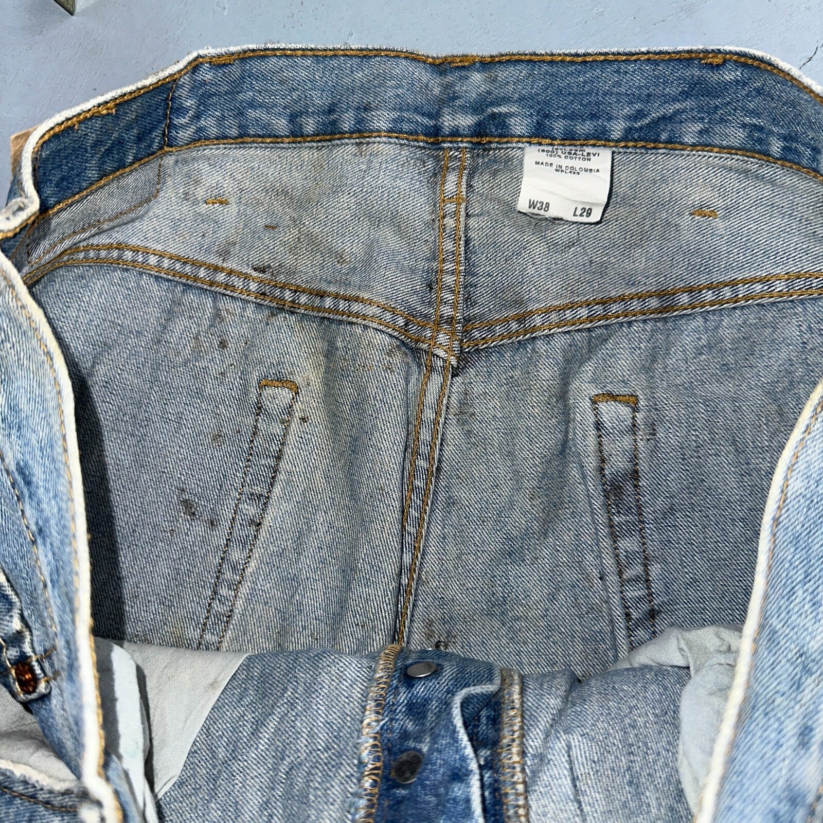 Levis 501 Vintage Y2K XX Straight Leg Jeans 90s Blue Light Wash 38x29 Act 36x27