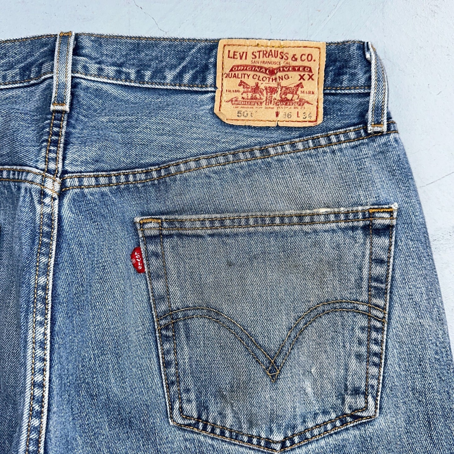 Levis 501 Vintage Y2K XX Straight Leg Jeans Blue Med Wash 36x34 Act 35x34