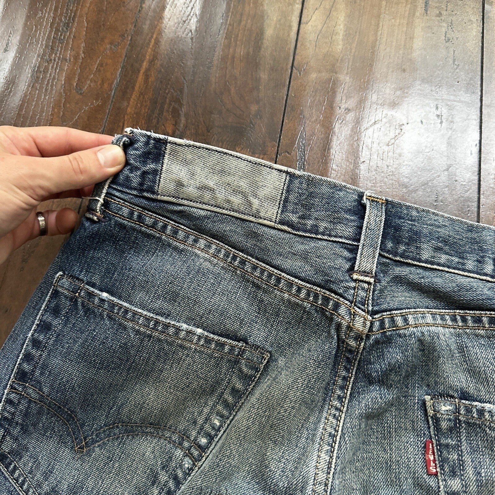 Levis LVC Big E Vintage Redline Selvedge Denim 505 Jeans USA Thrashed 28x34 501