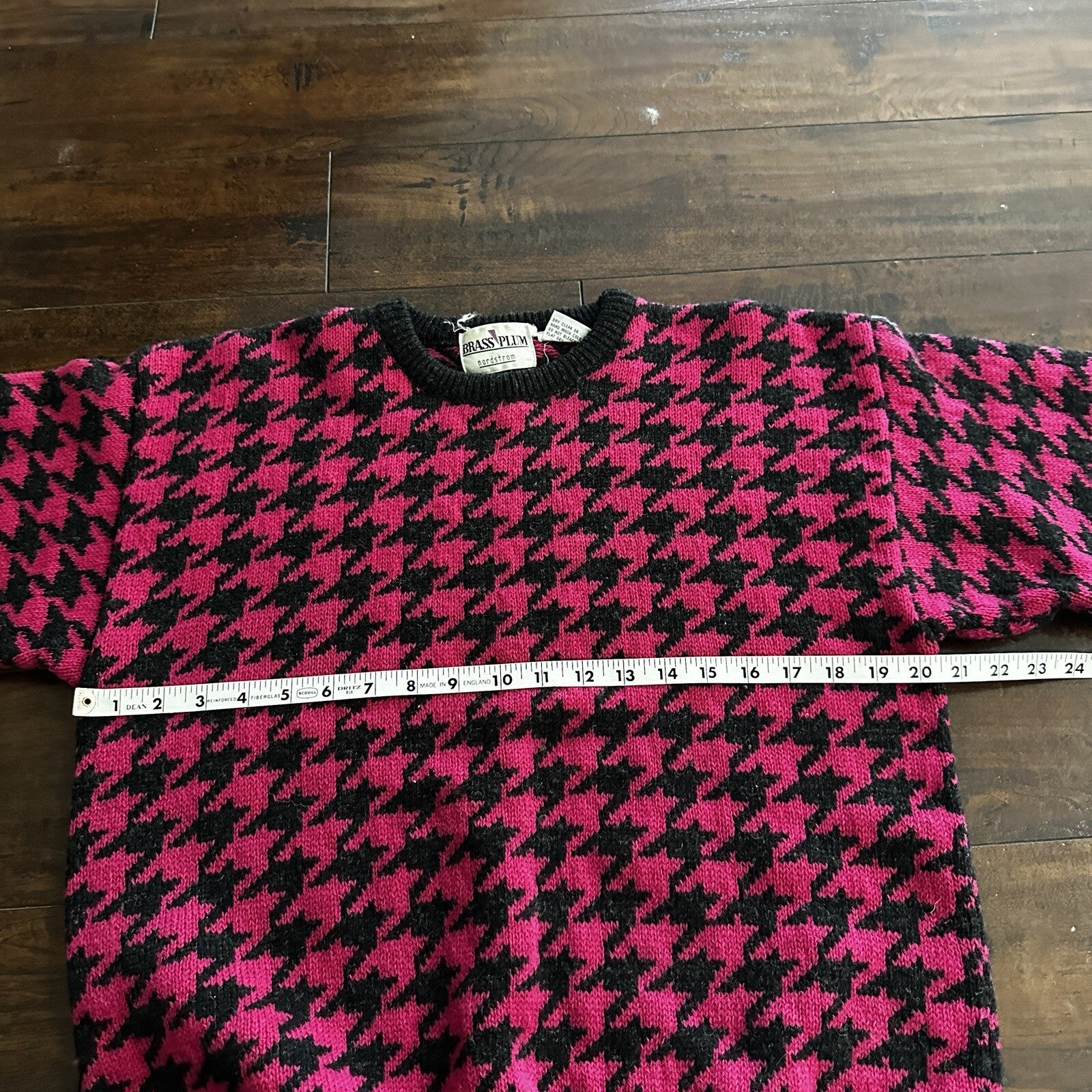 Vtg Brass Plum Nordstroms Womens Shetland Wool Aztec Knit Sweater Rockabilly 80s