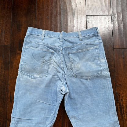 VTG 684 Corduroy Pants Bell Bottom USA 32x27 Boot Cut 1970s 70s Blue Talon