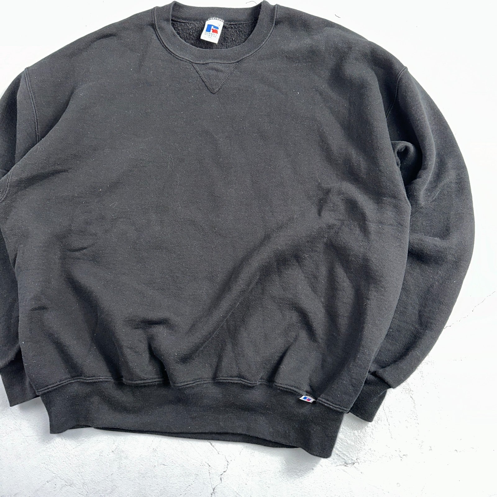Russell Athletic 2XL Sweatshirt 90s VTG Crewneck Black Basic Blank Essential